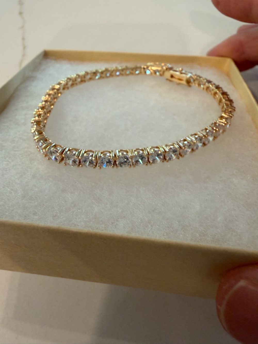Gold Bracelet with Clear Stones - Women's Jewelry